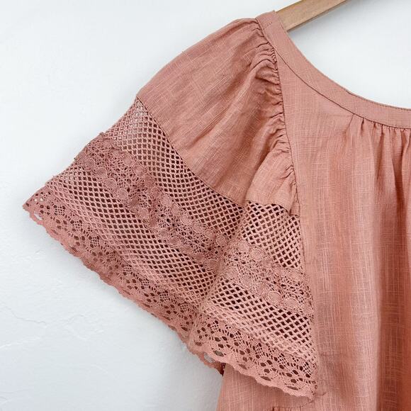 Old Navy Girl's Peachy Pink Cotton Flutter Sleeve Dress NWT - Picture 6 of 9